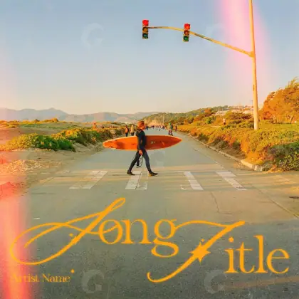 Обложка для песни «Orange Road»: дорога и вода; палитра — оранжевая