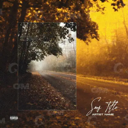 Arte de portada musical «Orange Road»: carretera y árbol; color naranja