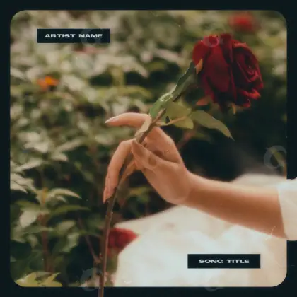 Portada prediseñada «Orange Rose»: rosa y mano; color naranja