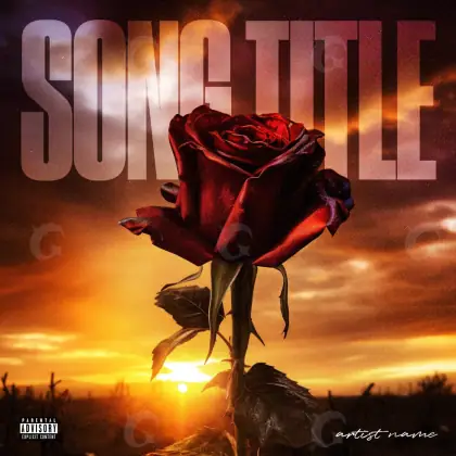 Album cover art “Orange Rose”: rose and sun, orange tones