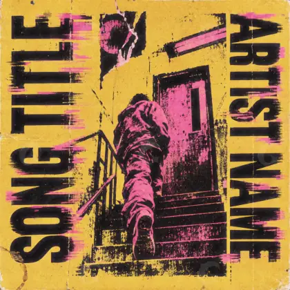 Arte de portada musical «Orange Silhouette»: silueta y escalera; color naranja