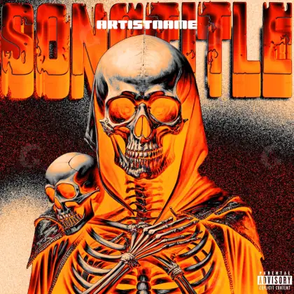 Portada prediseñada «Orange Skeleton»: esqueleto y calavera; color naranja