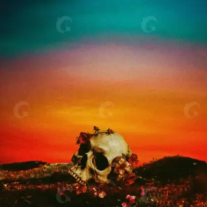 Arte de portada musical «Orange Skull»: calavera; color naranja
