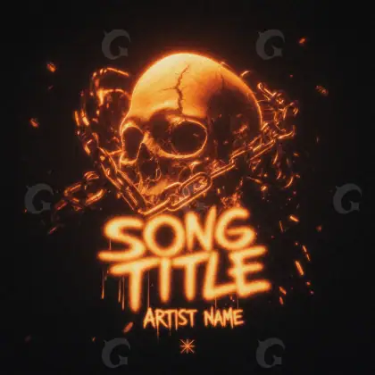 Premade cover art “Orange Skull”: skull and star, orange tones