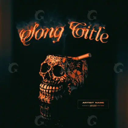 Готовая обложка для трека «Orange Skull»: череп; палитра — оранжевая