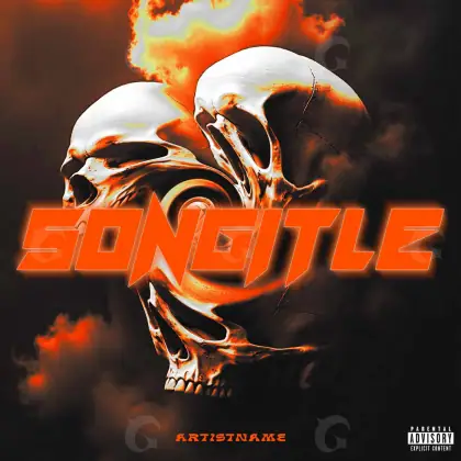Portada prediseñada «Orange Skull»: calavera y fuego; color naranja