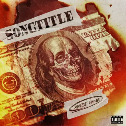 Portada para canción «Orange Skull»: calavera y círculo; color naranja