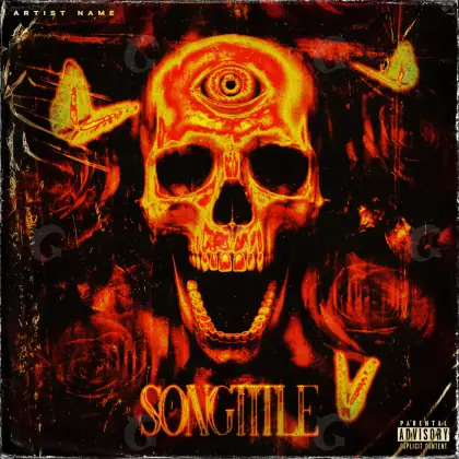 Music cover artwork “Orange Skull”: skull and eyes, orange tones