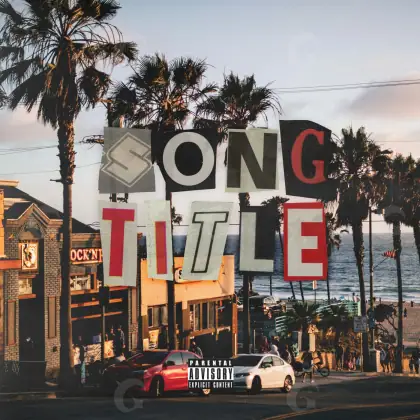 Album cover art “Orange Street”: street and palm, orange tones