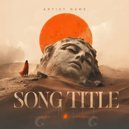 Готовая обложка для трека «Orange Sun»: солнце и облако; палитра — оранжевая