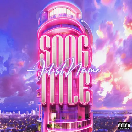 Portada prediseñada «Pink Building»: edificio y nube; color rosa