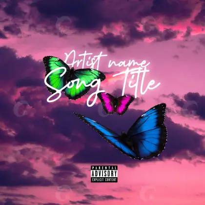 Premade cover art “Pink Butterfly”: butterfly and cloud, pink tones