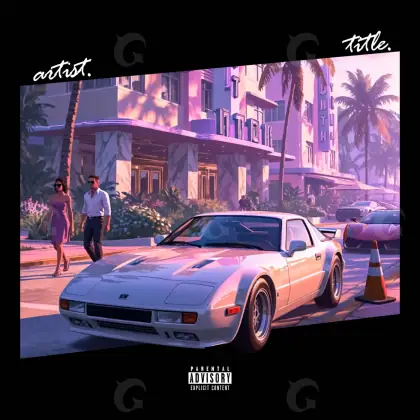 Music cover artwork “Pink Car”: car and building, pink tones