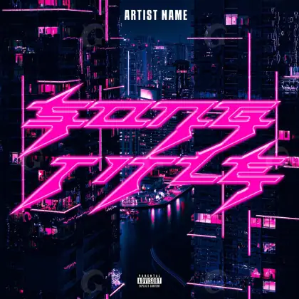 Arte de portada musical «Pink City»: ciudad y edificio; color rosa