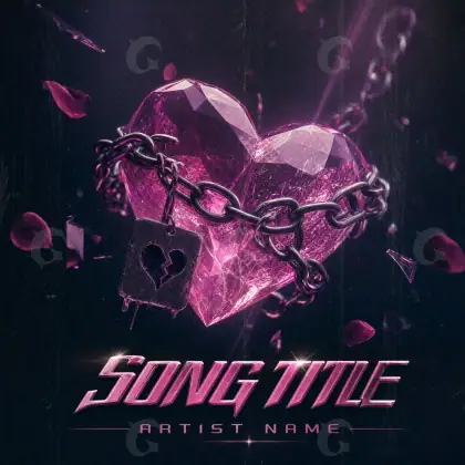 Premade cover art “Pink Heart”: heart and chain, pink tones