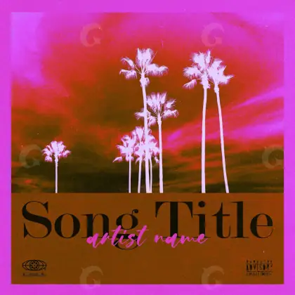 Album cover art “Pink Palm”: palm and tree, pink tones