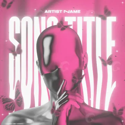 Music cover artwork “Pink Woman”: woman and butterfly, pink tones