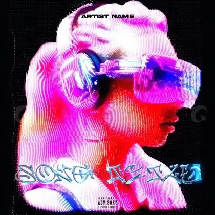 Portada prediseñada «Pink Woman»: mujer y auriculares; color rosa