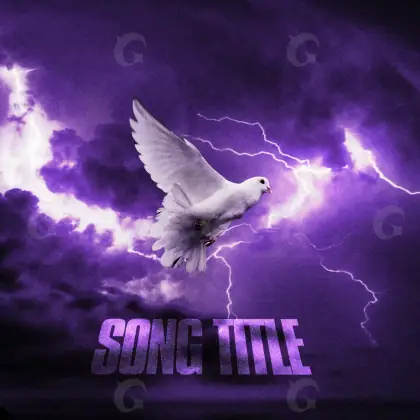 Обложка для песни «Purple Bird»: птица и молния; палитра — фиолетовая