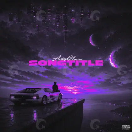 Premade cover art “Purple Car”: car and sun, purple tones