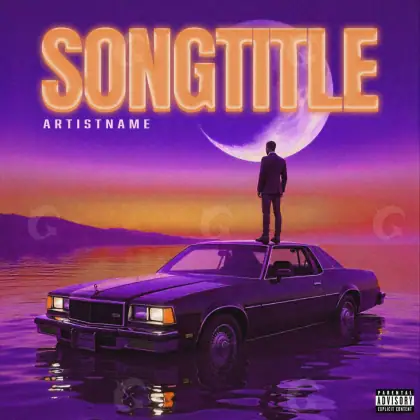 Album cover art “Purple Car”: car and man, purple tones