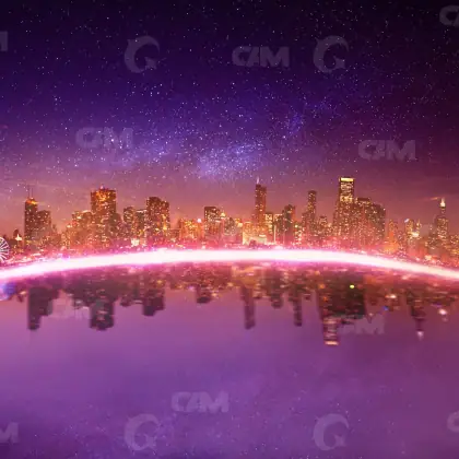Arte de portada musical «Purple City»: ciudad y edificio; color violeta