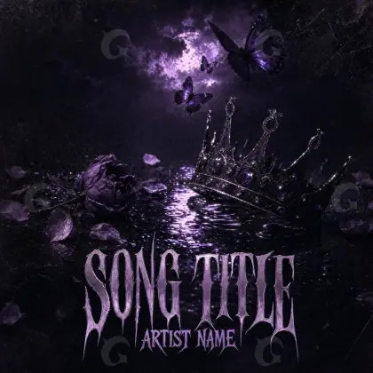 Arte de portada musical «Purple Crown»: corona y flor; color violeta