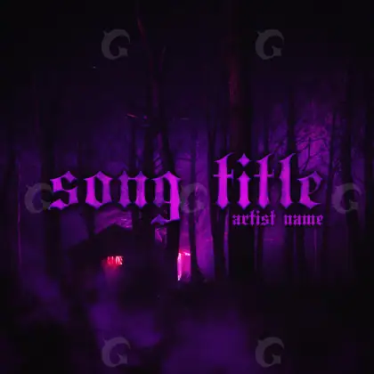 Готовая обложка для трека «Purple Forest»: лес и дерево; палитра — фиолетовая