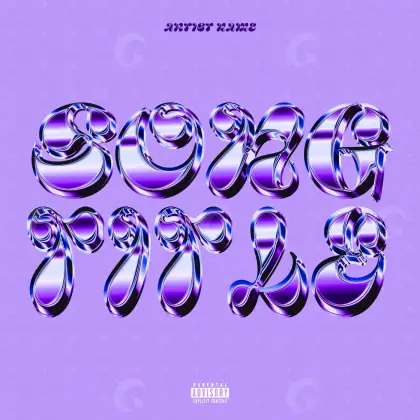 Music cover artwork “Purple Lettering”: lettering and abstract, purple tones