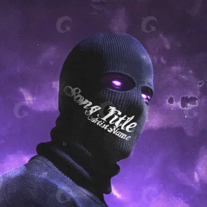 Обложка для альбома «Purple Mask»: маска и глаза; палитра — фиолетовая