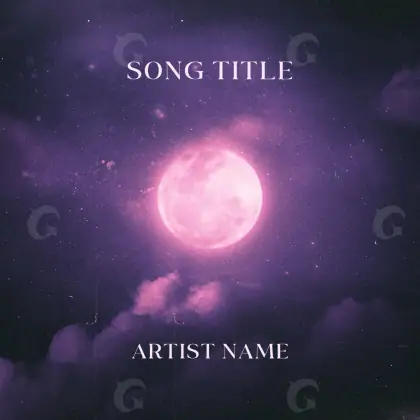 Обложка для альбома «Purple Moon»: луна и звезда; палитра — фиолетовая