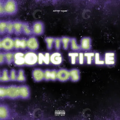 Music cover artwork “Purple Neon”: neon and cube, purple tones