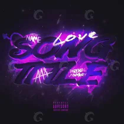 Arte de portada musical «Purple Neon»: neón y estrella; color violeta