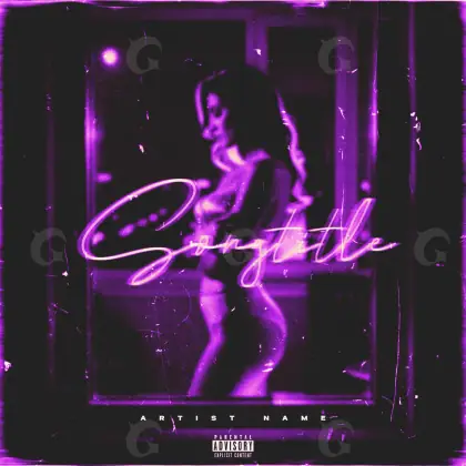 Album cover art “Purple Neon”: neon and woman, purple tones
