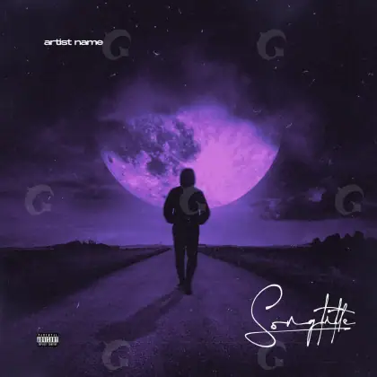 Music cover artwork “Purple Road”: road and circle, purple tones