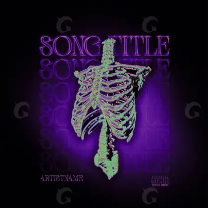 Обложка для песни «Purple Skeleton»: скелет; палитра — фиолетовая