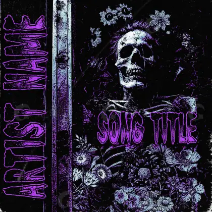 Обложка для альбома «Purple Skull»: череп и цветок; палитра — фиолетовая
