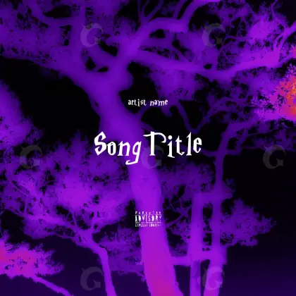 Обложка для песни «Purple Tree»: дерево и круг; палитра — фиолетовая