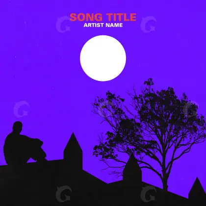 Обложка для альбома «Purple Tree»: дерево и круг; палитра — фиолетовая