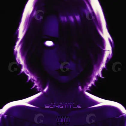 Album cover art “Purple Woman”: woman and eyes, purple tones
