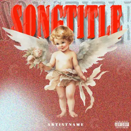 Portada prediseñada «Red Angel»: ángel y flor; color rojo