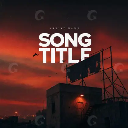 Album cover art “Red Building”: building and bird, red tones