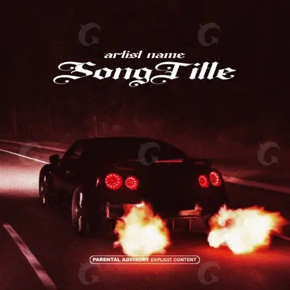 Premade cover art “Red Car”: car and road, red tones