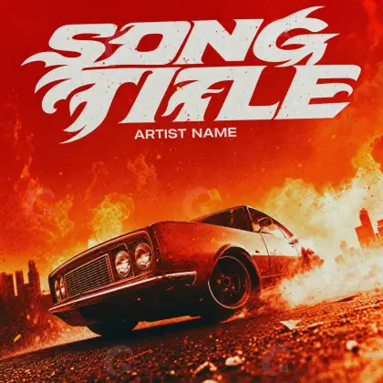 Готовая обложка для трека «Red Car»: автомобиль и облако; палитра — красная