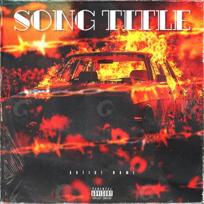 Music cover artwork “Red Car”: car and fire, red tones