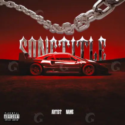 Music cover artwork “Red Car”: car and chain, red tones