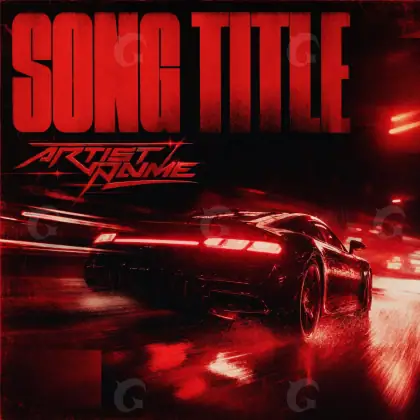 Premade cover art “Red Car”: car and street, red tones
