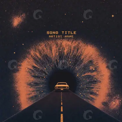 Arte de portada musical «Red Car»: coche y carretera; color rojo