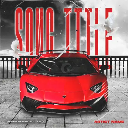Music cover artwork “Red Car”: car and bird, red tones