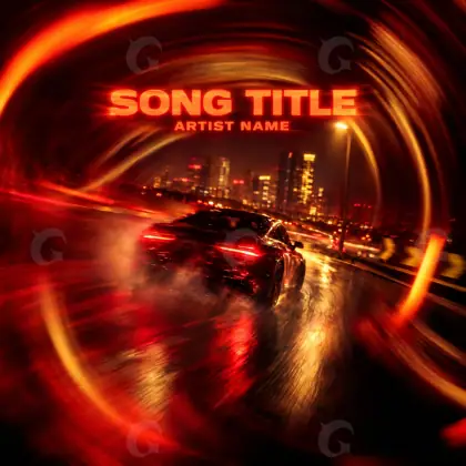 Portada prediseñada «Red Car»: coche y carretera; color rojo